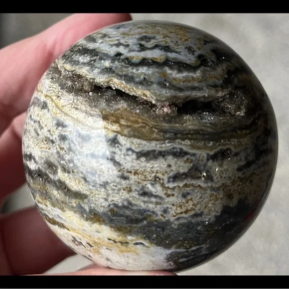 Ocean Jasper Sphere w/ Druzy Pockets - Picture 1 of 10